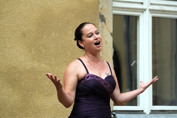 Sopranistin Elke Bauer-Hammer brillierte beim Operetten-Open-Air des Heimat- und Kulturverein Ensdorf.